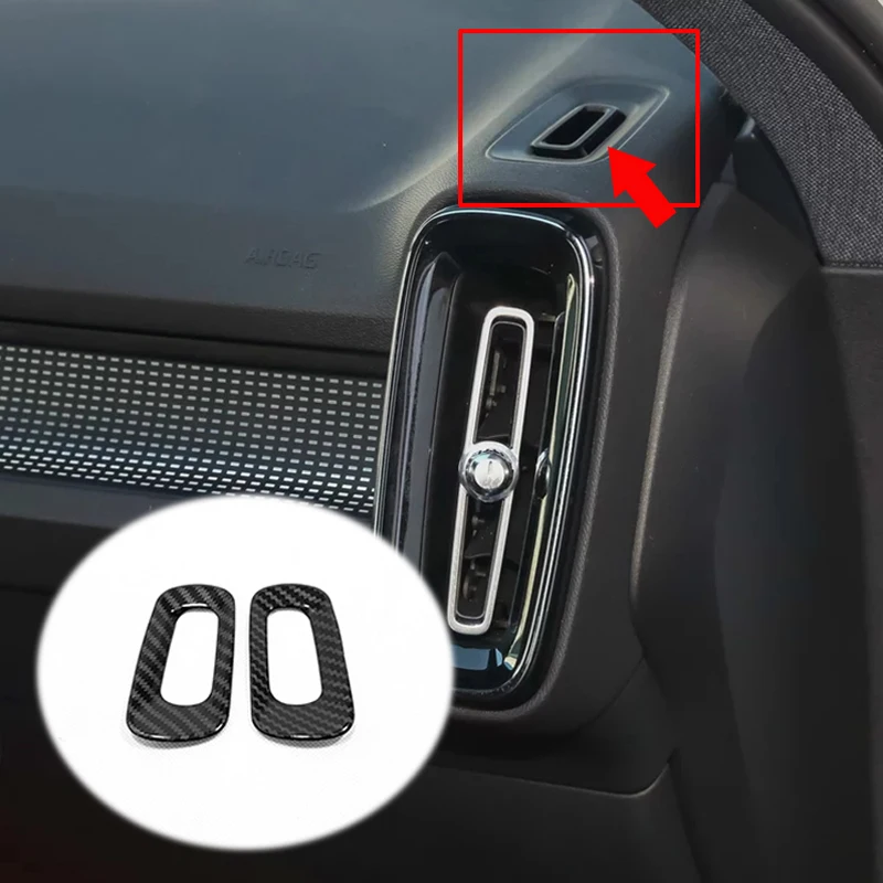 

ABS матовое/углеродное волокно для Volvo XC40 2017 2018 2019, автомобильные аксессуары, маленькая Передняя декоративная крышка для выпускного отверстия воздуха, отделка, автомобильная наклейка