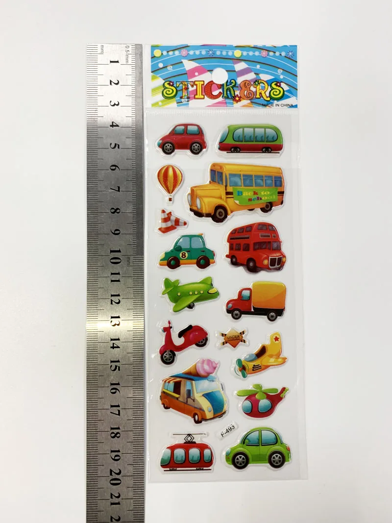 Pegatinas de dibujos animados 3D para niños y niñas, juguetes adhesivos impermeables de PVC para álbum de recortes, 12 hojas por paquete