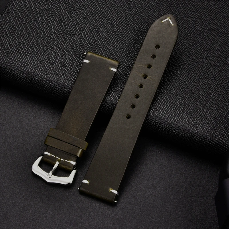 Oil Wax Discoloration Leather Watch Strap 18mm 20mm 22mm 24mm Men\'s and Women\'s Business Watchband Accessories