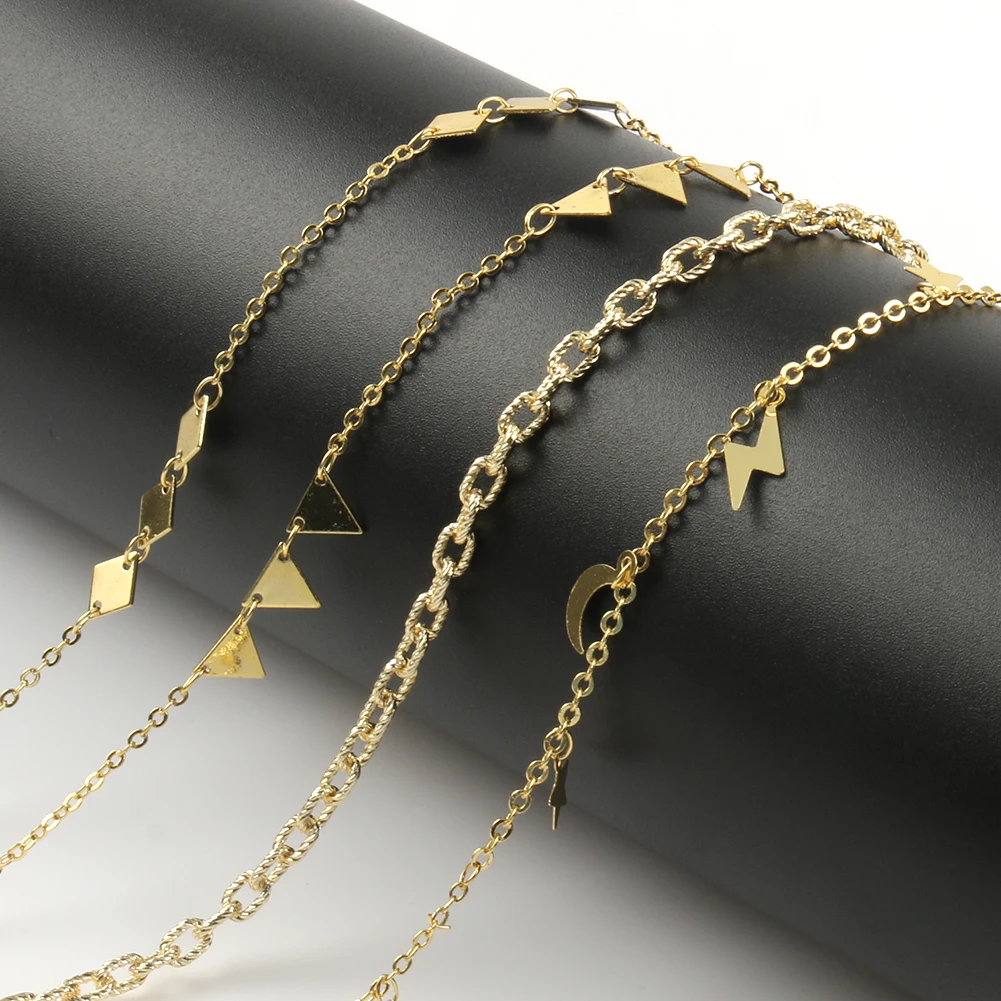 1Meter Stainless Steel Gold Color Chain MOON STARS for Jewelry Making DIY Bracelets Necklaces Ankles Accessories