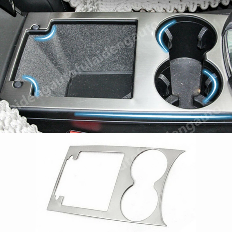

For Porsche Macan 2014-2019 Silver titanium Car Center Console Storage Box Cup Holder Trim Frame Cover Car Styling Accessories