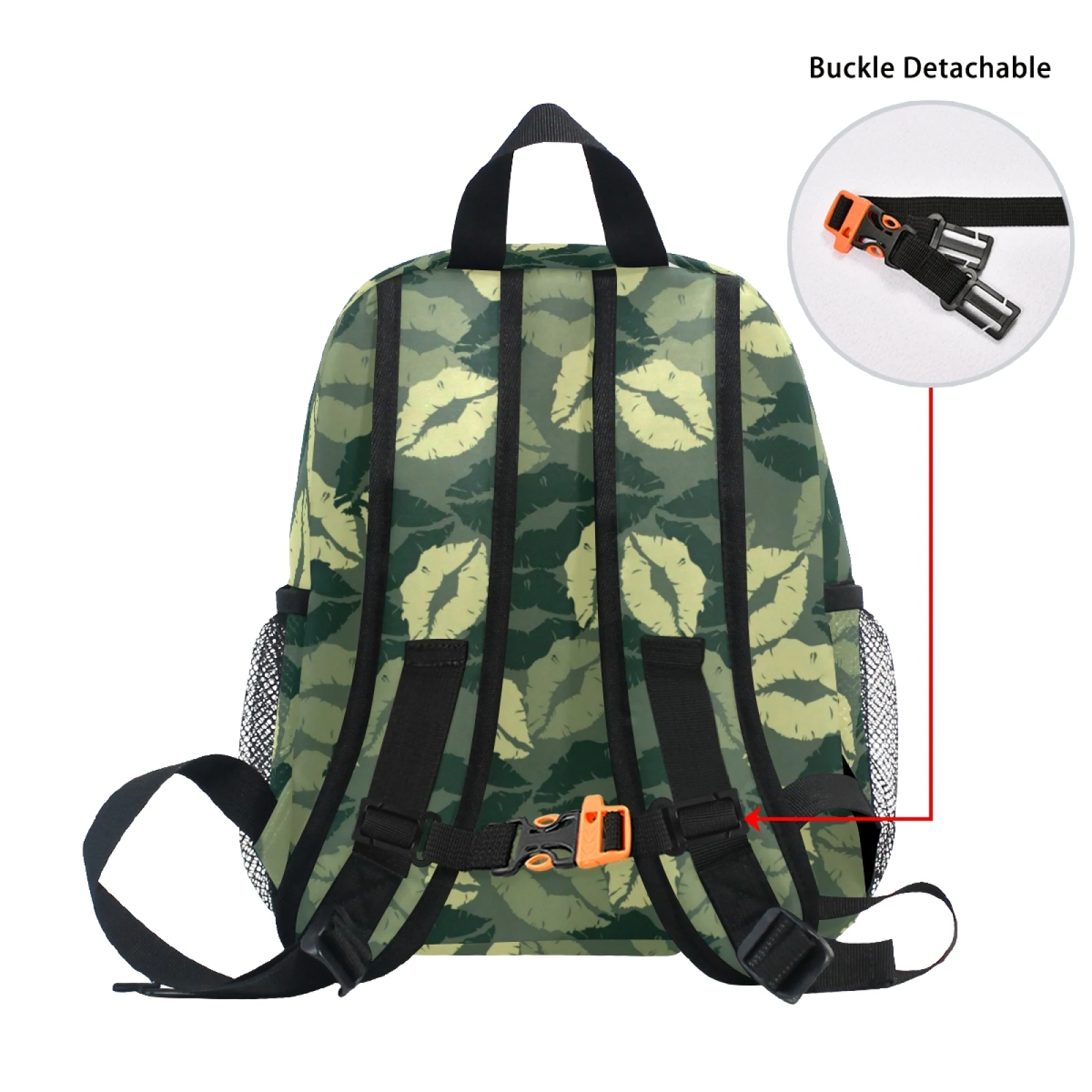 Mochila escolar fofa para crianças e bebês, bolsa para jardim de infância, para meninos e meninas, camuflagem com lábios verdes de beijo, novo, 2021