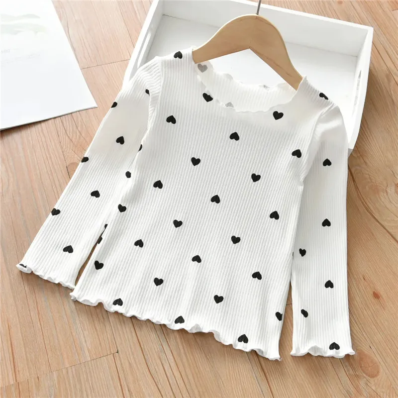 Girls Spring Autumn New Bottoming Shirts Children\'s Long-sleeved T-shirts Korean Style Love Pattern Baby Inside Tops In Winter