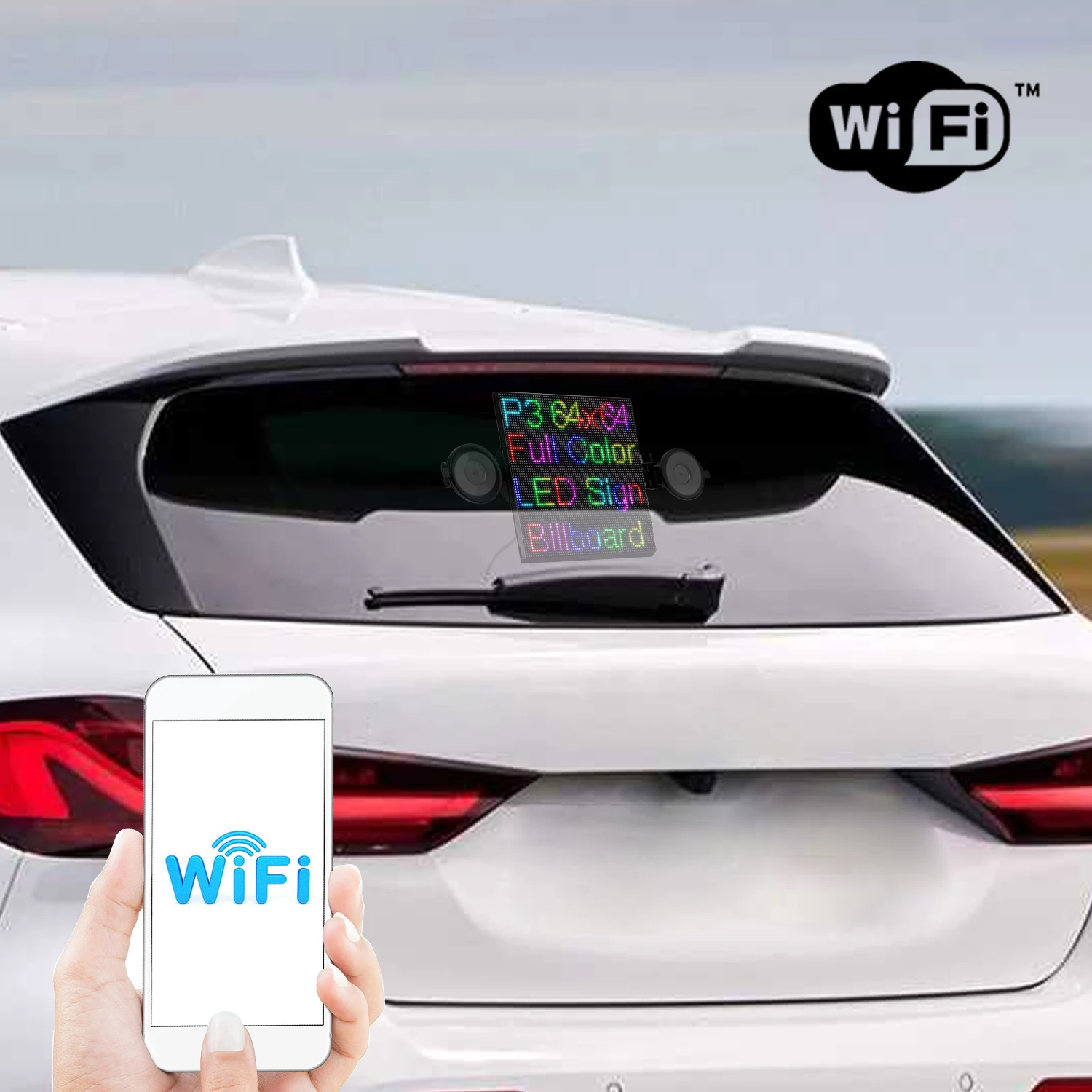 Panneau d'Affichage LED pour Voiture, 12V, Contrôle RVB, WiFi, Programmable, Message Défilant, Multilingue