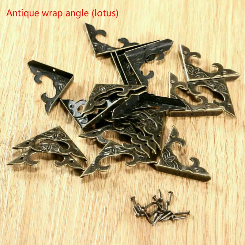 4/20pcs Antique BrassJewelry Decoration Corner Bracket Wooden Box Foot  Corner Protector Crafts Furniture Fittings Hardware.