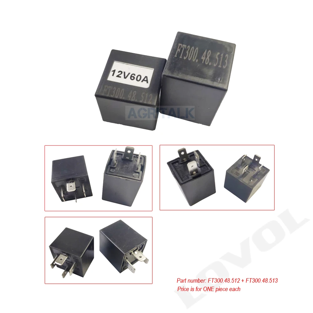 Set of relays for Foton Lovol TB series tractor, part name: FT300.48.512 (main)+ FT300.48.513 (Flash)