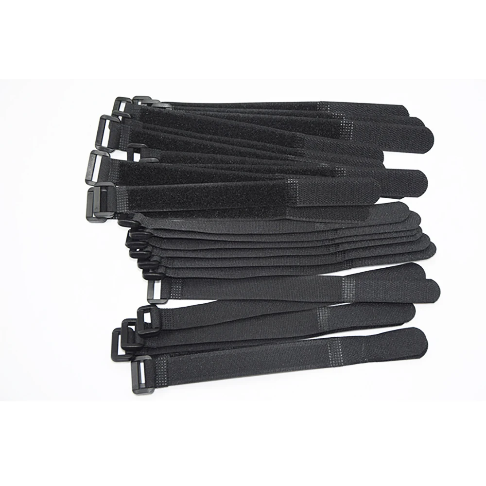 10 pçs/lote preto 2cm de largura 15-80cm comprimento náilon gancho & laço cinta cabo laços auto-adesivo cabo reutilizável arrumado computador organizador tv