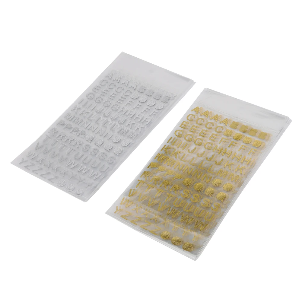 Flashing Bronzing Decorative Stickers Alphabet Character Numeral Style Small Sticker Photo Album Hand Account Decoration 6 Sheet