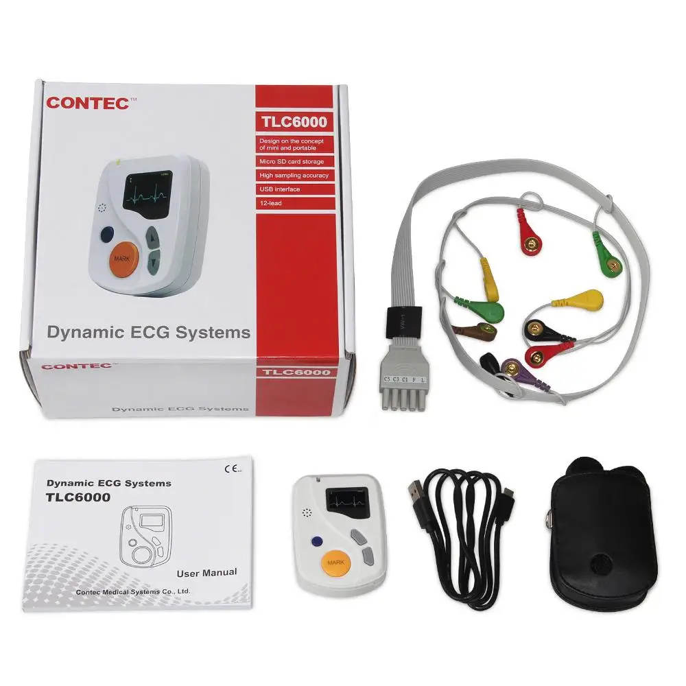 

TLC6000 Dynamic Holter ECG 12-lead 48-Hour Analyzer Recorder System, USB PC SW ,Portable CE