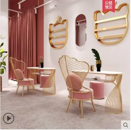 Web celebrity nail table and chair set marble simple modern single person nail table for two nail table sofa table and chair