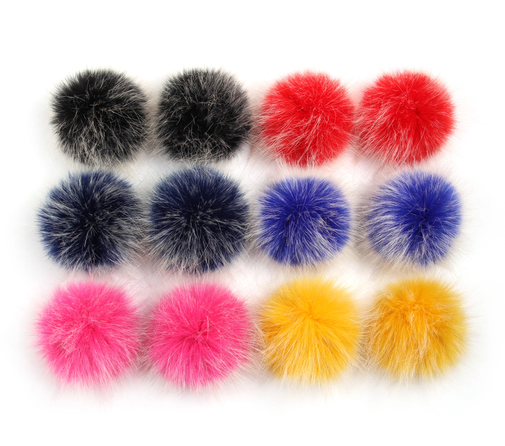 Furling 1pc Faux Fox Fur Pompoms for Hats High Density Immitated Real Fur Pompoms With Buckle DIY Hat