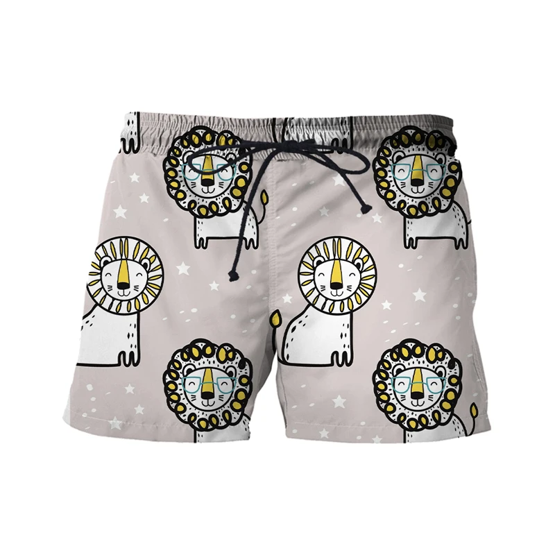 

2021 Fashion Boys 3D Cool Cartoon Animal Shorts Kids Cartoon Shorts Girls Children Summer Beach Loose Shorts Casual Pants lion