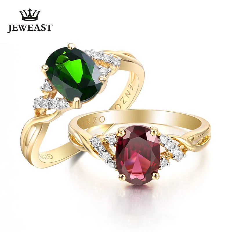 ENZO Natural Diopside/garnet 18K Pure Gold 2023 New Hot Selling Top Ring Women  Ring  For Ladies  Woman Genuine Jewelry