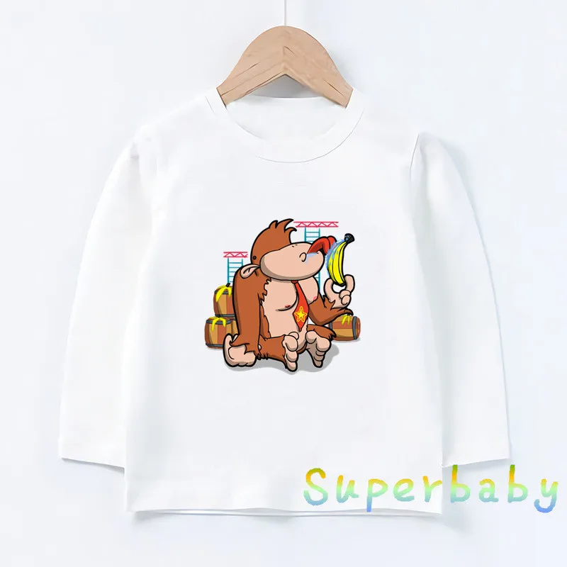 Children Donkey Kong Country Print T shirt Baby Boys Girls Cartoon Funny Tops Kids Long Sleeve T-shirt,LKP5221