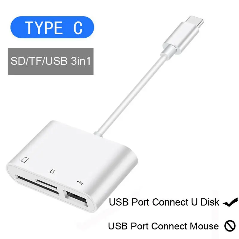 Type C OTG Adapter SD TF Card Reader USB Camera Connection Kit For iPad Pro MAC