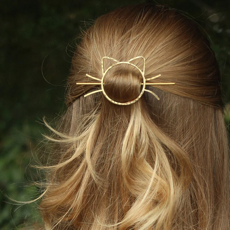 女の子と女性のための猫と星のヘアクリップ,ヘアアクセサリー,金属合金ピン,ヘアバンド,ヘアホルダー