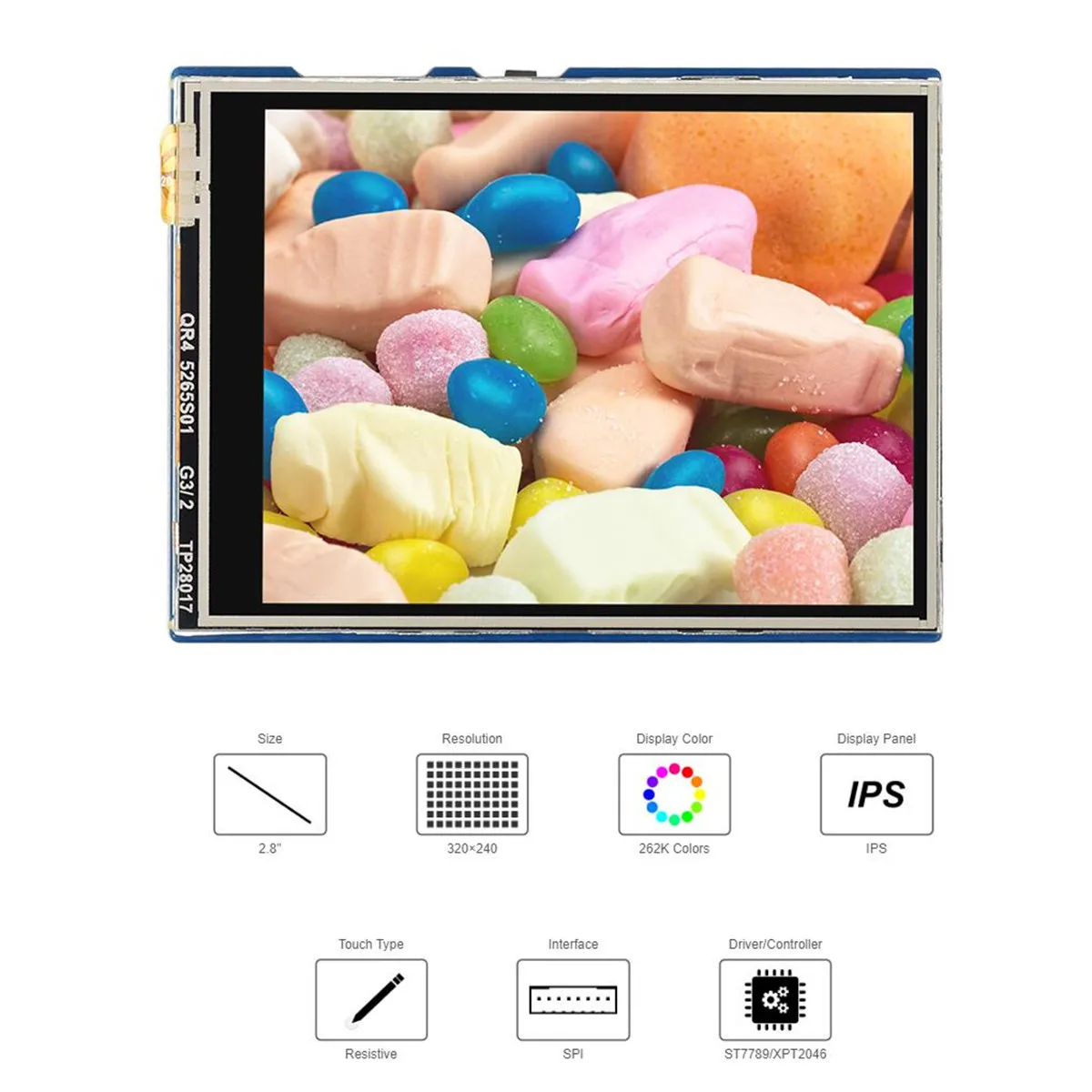 Módulo de pantalla LCD táctil resistiva de 2,8 ", interfaz SPI Shield HAT con separación de latón para placa RPI Raspberry Pi Pico