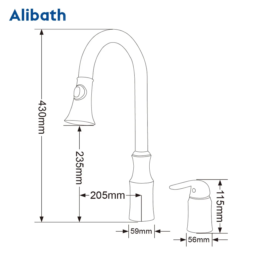 Kitchen Faucet Brass Gold Pull Out Kitchen Sink Water Tap Single Handle Mixer Tap 360 Rotation Kitchen Shower Faucet