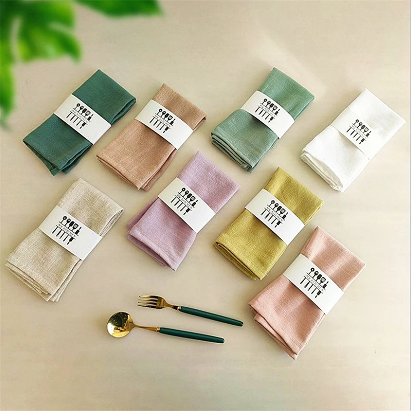 

Free Shipping Cotton Linen Cloth Table Napkin Home Wedding Party Kitchen Cup Napkins Table Decorative 40x40cm