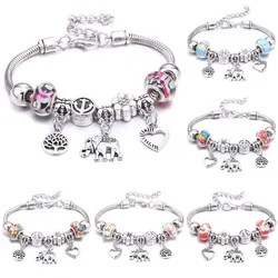 Papa snap Brand Women Bracelet Colorful Crystal Charm Bracelet for Women DIY Beads Bracelets & Bangles Jewelry Gift