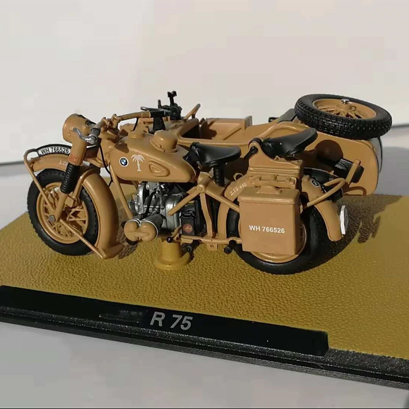 1:24 Scale Diecast Military Model Toy SS18 WWII R75  Sidecar Motorcycle Motorbike Model Collectible Display 9.5CM