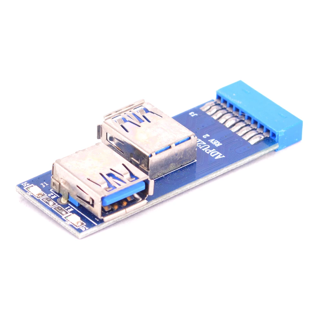 Motherboard USB 3.0 Hub 19pin USB 3.0 to Dual USB3.0 A Female Port Converter Card USB3.0 Adapter Card for Wireless Mouse Wlan