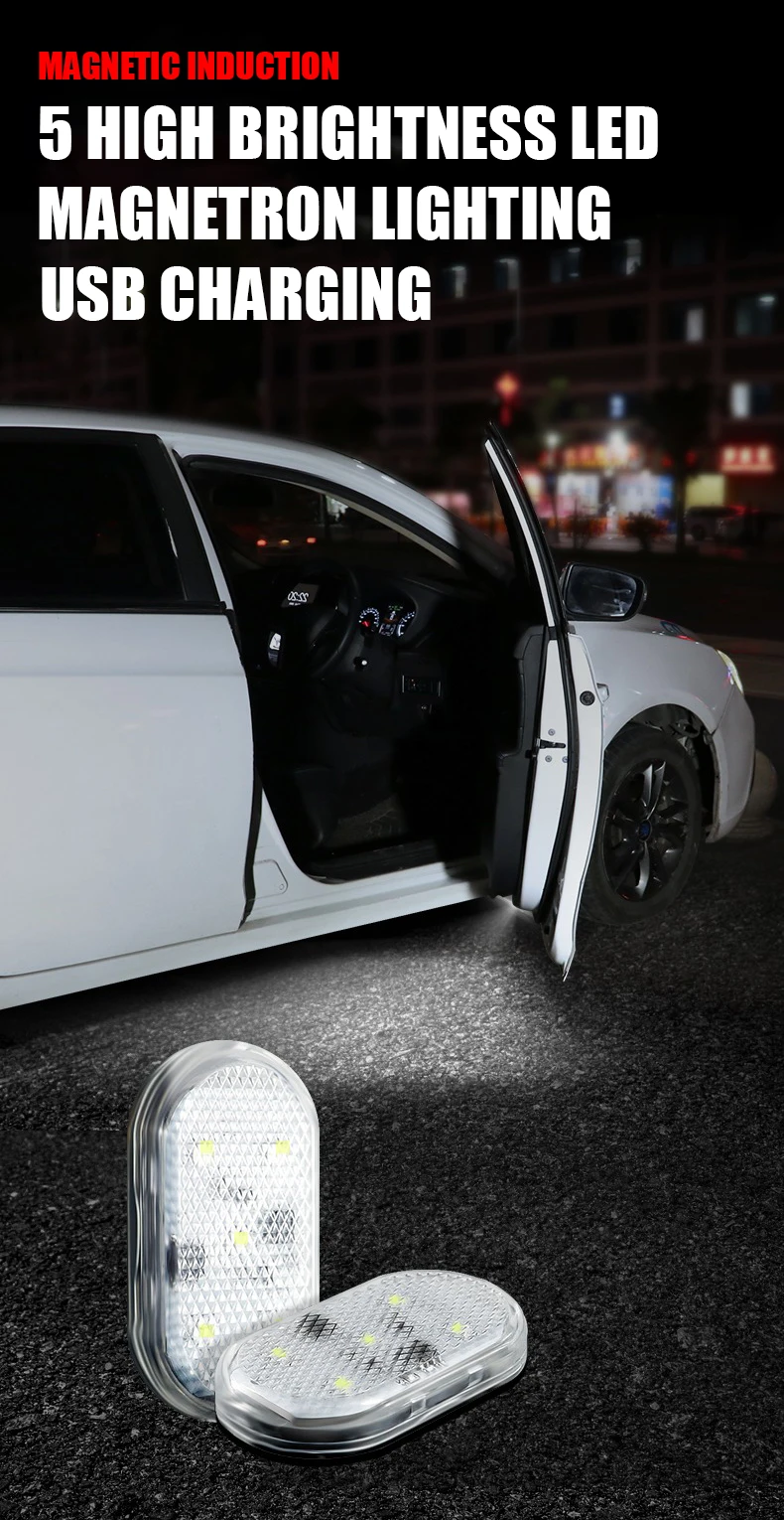 Luci LED Per Auto RGB Ricaricabili, Luce Interna Con Telecomando, 6 LED, 200mAh, USB