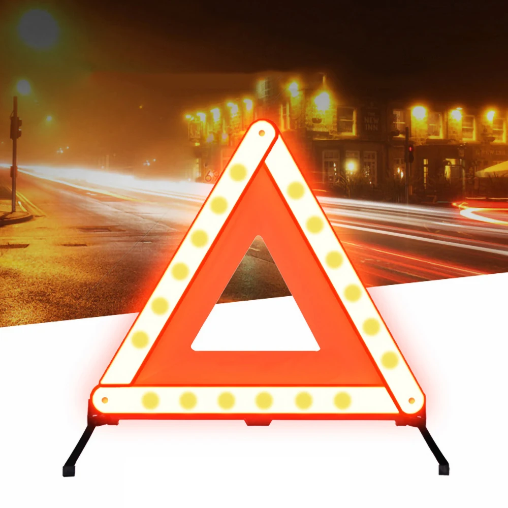 1 Set Car Triangle Warning Sign Tripod Car Fault Reflective Parking Safety Red Foldable Emergency Warning Sign Car Accessories