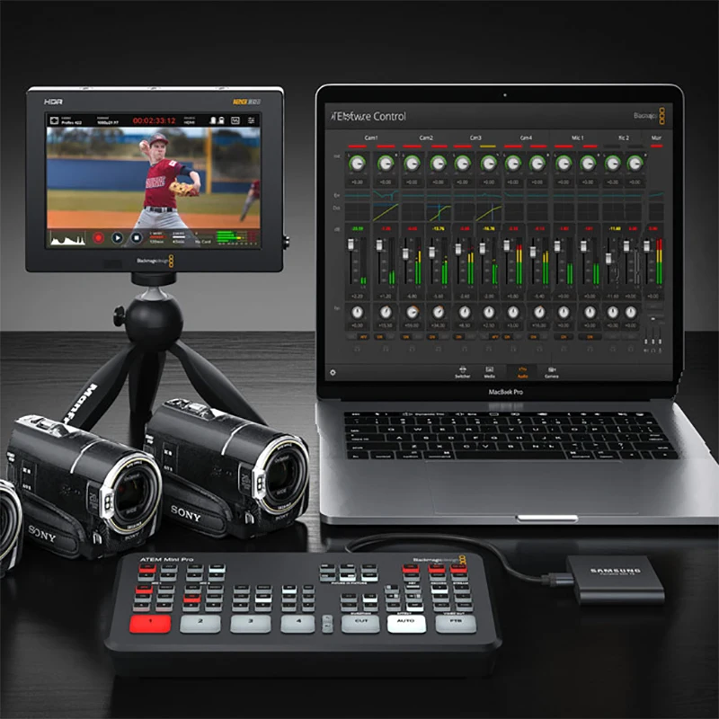 Blackmagic Design ATEM Mini Switcher ATEM Mini Pro Live Stream Switcher Multi-view and Recording New Features Original ATEM Mini