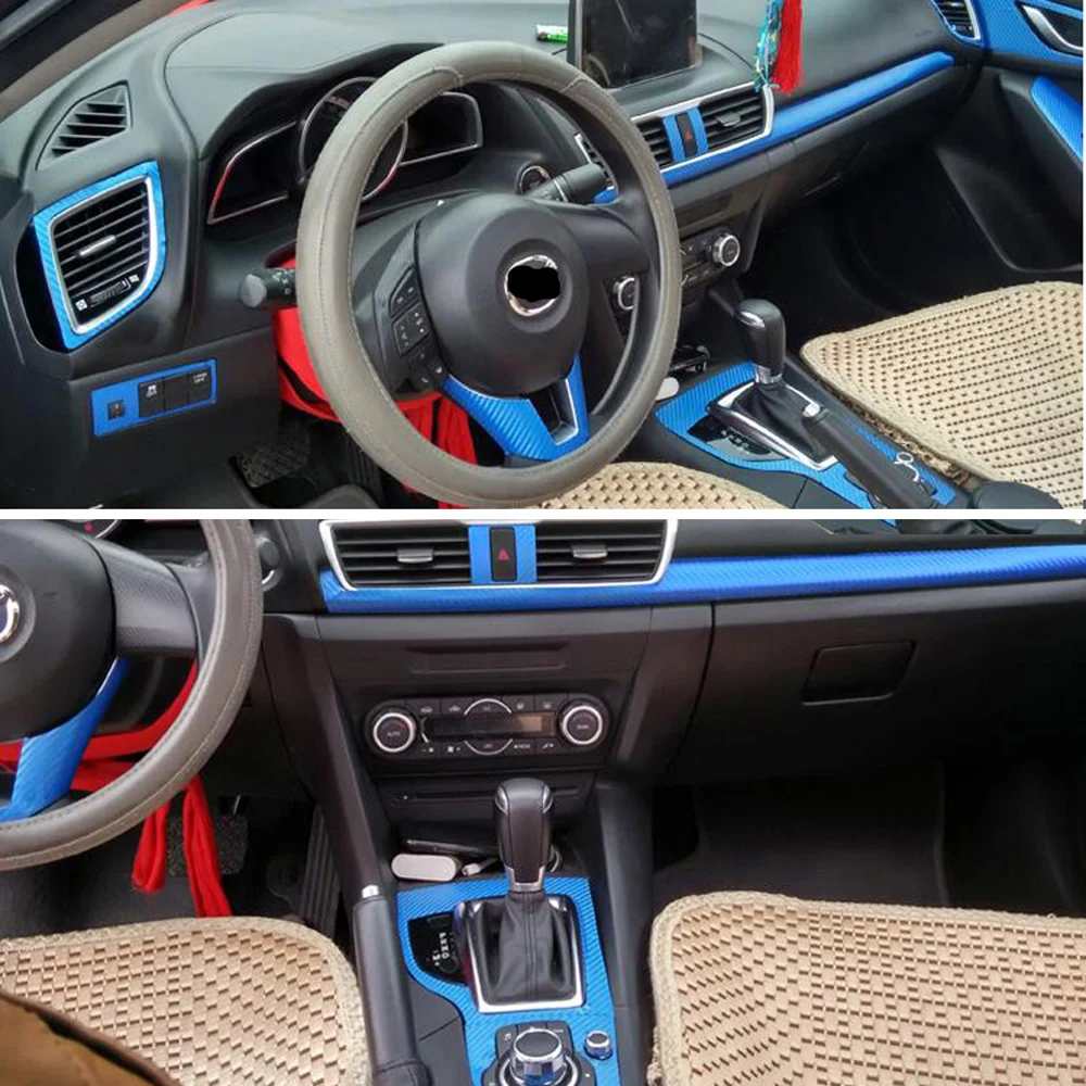 Car-Styling 5D Carbon Fiber Car Interior Center Console Color Change Molding Sticker Decals For Mazda 3 Axela 2013-2018