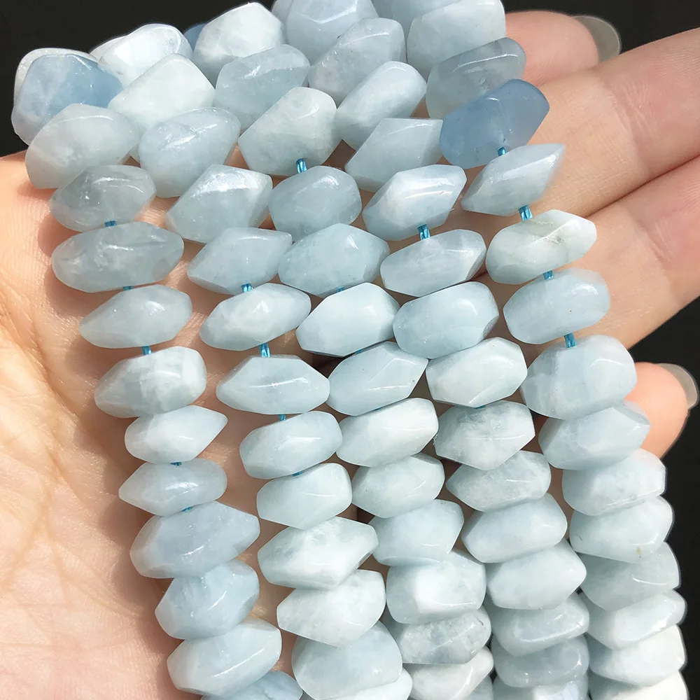 Irregular Blue Aquamarines Stone Beads Natural Special Cut Genuine Loose Beads For Jewelry DIY Making Bracelet Charms 7.5''