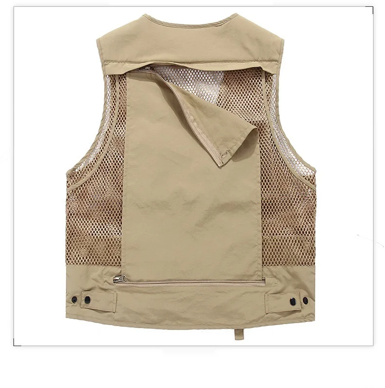 Summer Fishing Vest Breathable Multi-pockets Mesh Vest Sleeveless Jacket Unloading Photography Hiking Vest Waistcoat Big Size5xl