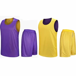 Double Sided Wearable Basketball JerseyS Sets Sports Clothes Quick Dry Men Children Basketball Training suits Uniforms kits