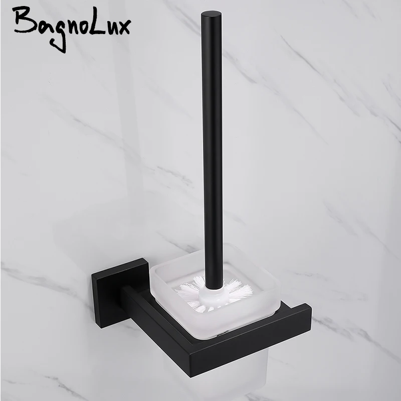 Black Stainless Steel Square Wall-mounted Bathroom Accessories Toilet Brush