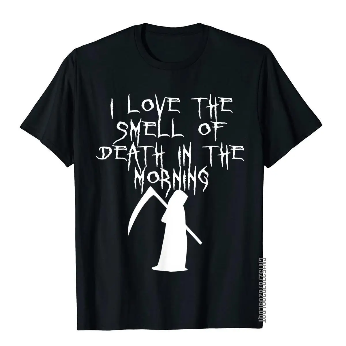 I Love The Smell Of Death In The Morning Grimm Reaper TShirt Top T-Shirts Wholesale Party Cotton Men Tops Shirts Hip Hop