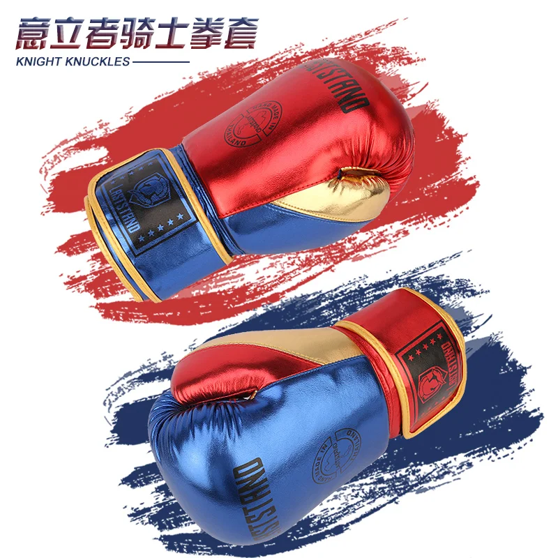 

6 8 10 12oz Metal Style Boxing Gloves PU Leather Muay Thai Guantes De Boxeo Free Fight MMA Sandbag Training Glove For Men Women