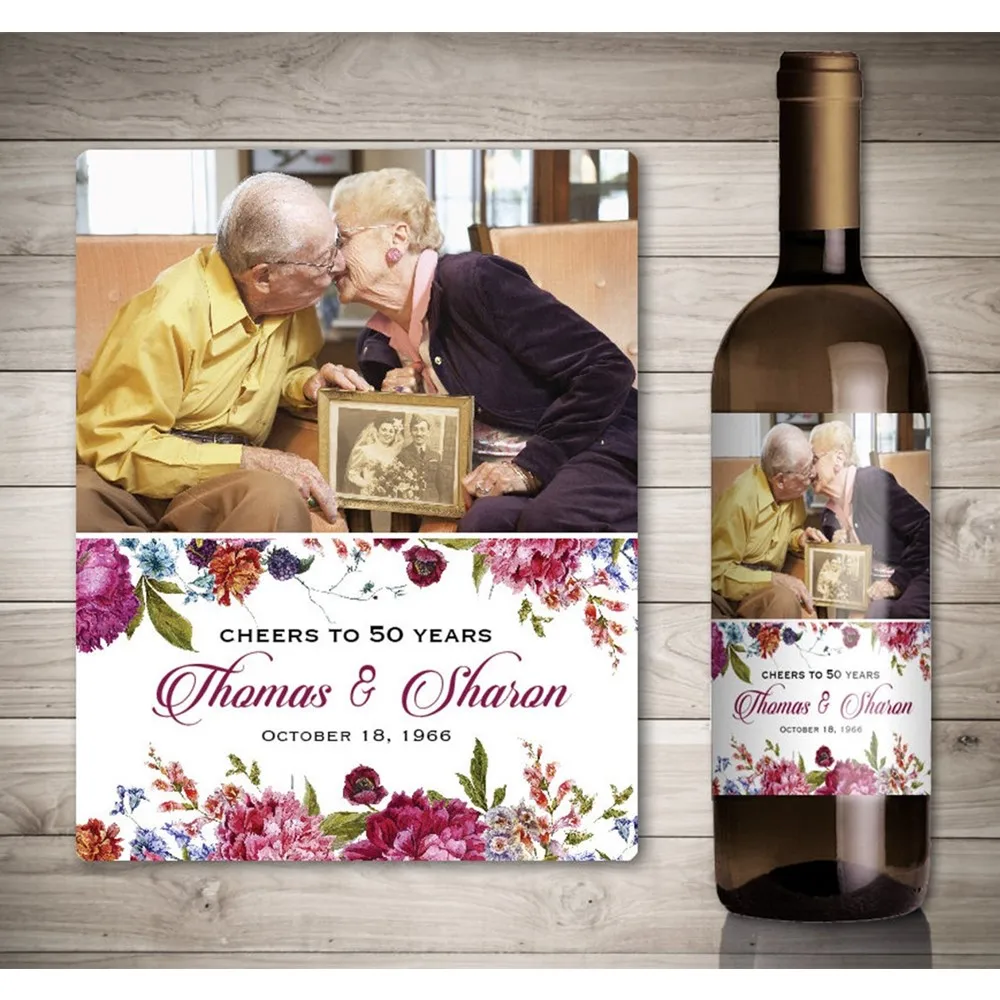 Personalize Photo Wedding Anniversary Wine Label, Wine Bottle Label, Custom Anniversary Wine Label, Special Wine Bottle Stickers