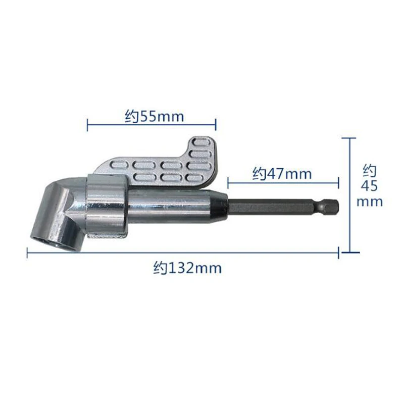 Portabrocas de giro extendido de ángulo de vástago hexagonal 105 de 1/4 grados para taladro eléctrico, destornillador, accesorios de herramientas