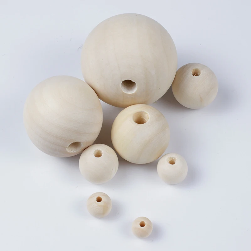 6-50mm 1-500Pcs/lot Natural Wooded Beads Eco-Friendly Wood Plate Balls Round Spacer Loose Beads Wooden Handmade DIY Accessories