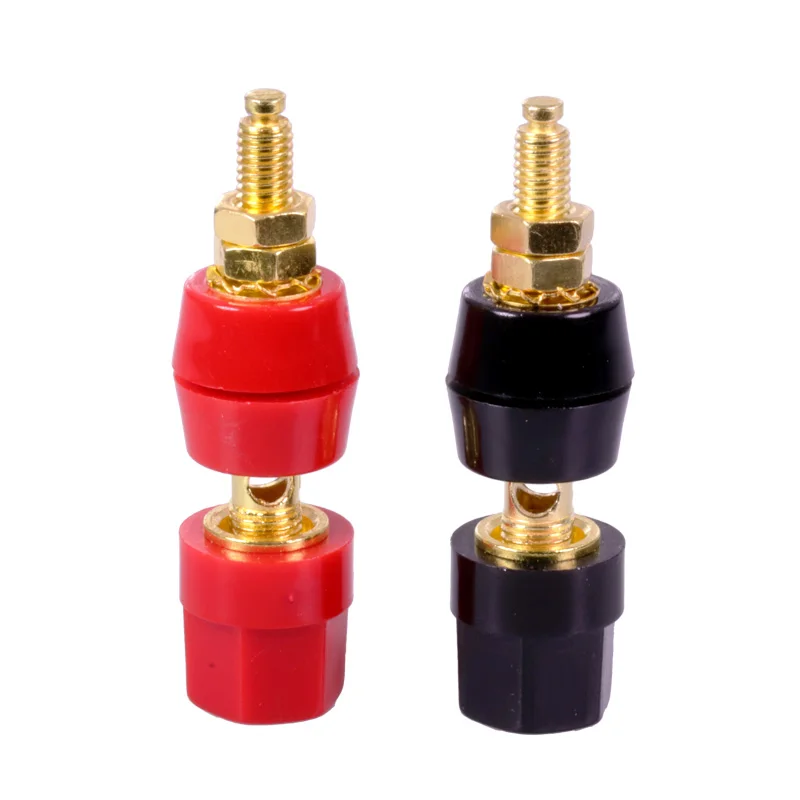 10pcs/Lot Gold Plated Banana Binding Post Large Current Amplifier 4mm Banana Plug Jack Socket Speaker Terminal 5 Pairs Red+Black