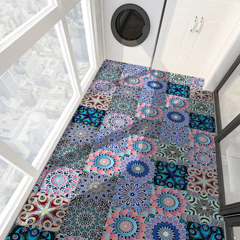Traumblauer Wandaufkleber im Mandala-Stil mit mattierter Oberfläche, rutschfeste Fliesen-Dekorationsfolie für Fliesen/Boden in Küche, Badezimmer, Kunstwandbild – Detail 32