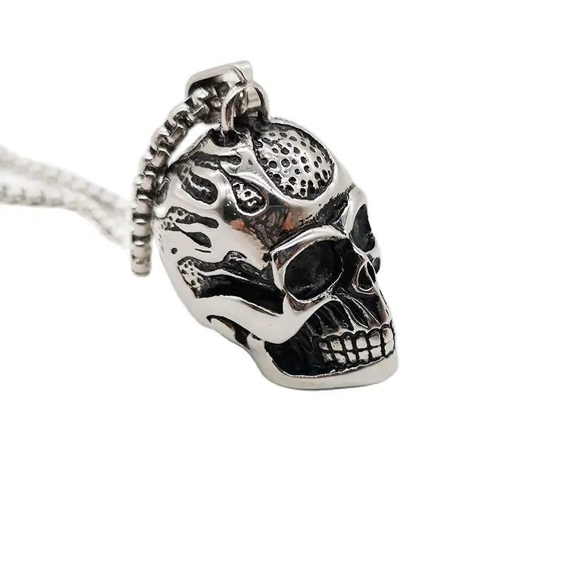 NEW Biker Motorcycle Enthusiast 316 Stainless Steel hip hop Skull Pendant Necklace Men Charm Jewelry Party Jewelry Accessory