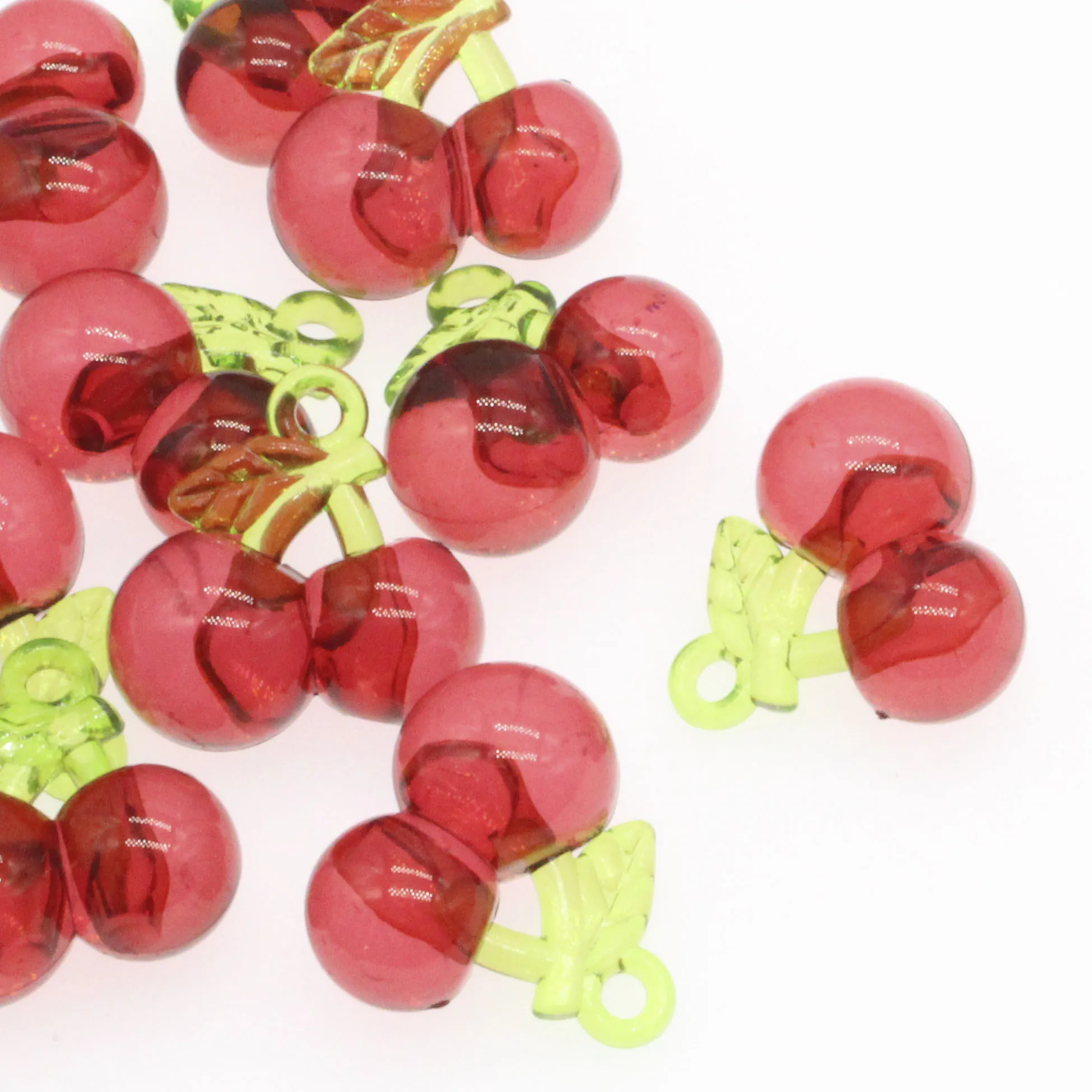 CHONGAI 5Pcs Cartoon Cherry Shape 3D Acrylic Beads Diy Jewelry Making Earring/Garment Accessory 30mm