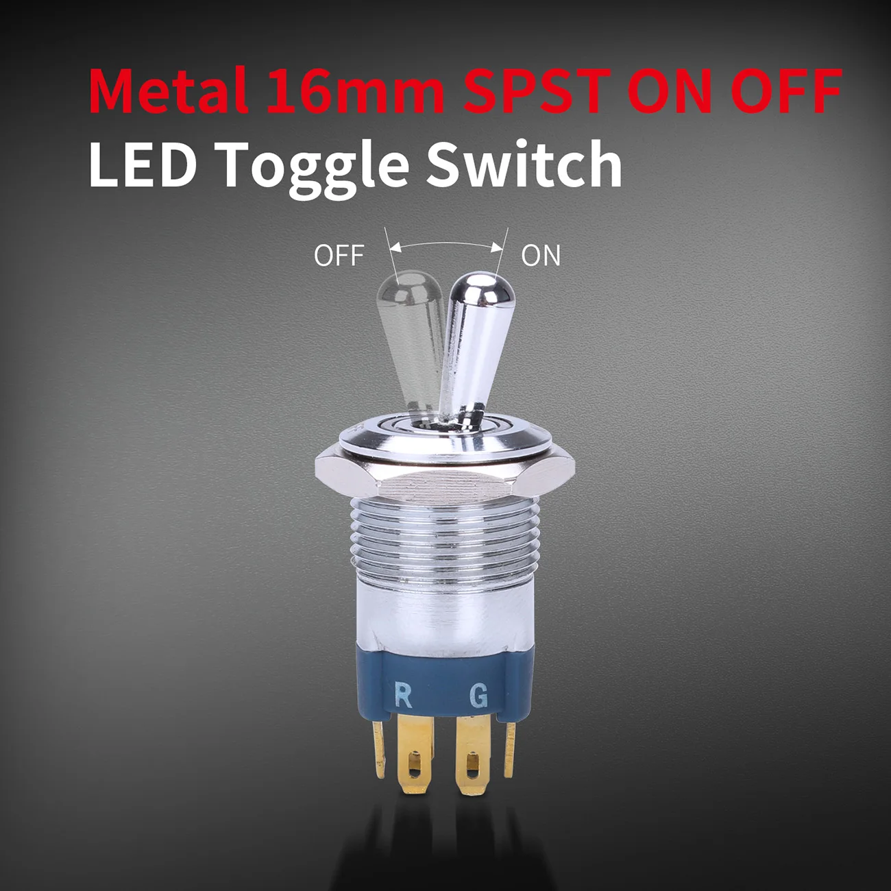 12V 24V 16MM Car Toggle Switch ON OFF Latching RGB Triple LED SPST IP67 Waterproof Rocker Switch For Marine Boat