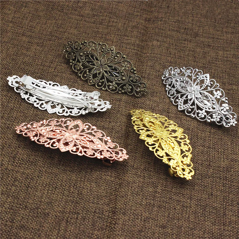 Copper Fashion Hair Snap Clips Accessories flower Women Hairgrips Barrettes Head Hairpins Headdress Length 80mm 1PC K06214