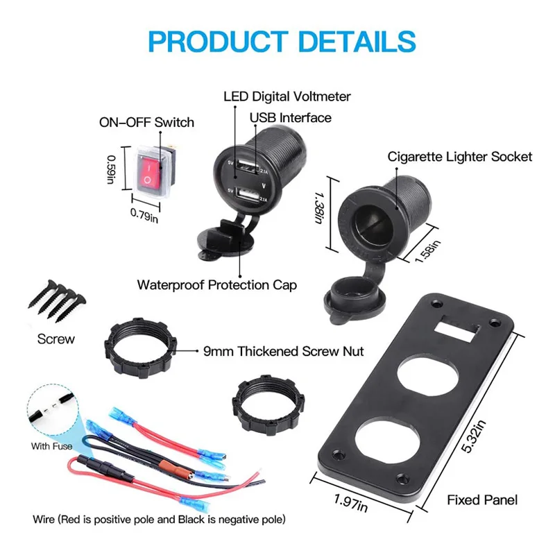 Extractme Dual USB Socket Charger Socket 4.2A Fast Phone Charging USB 12V Digital Voltmeter Auto Truck Car USB Charger