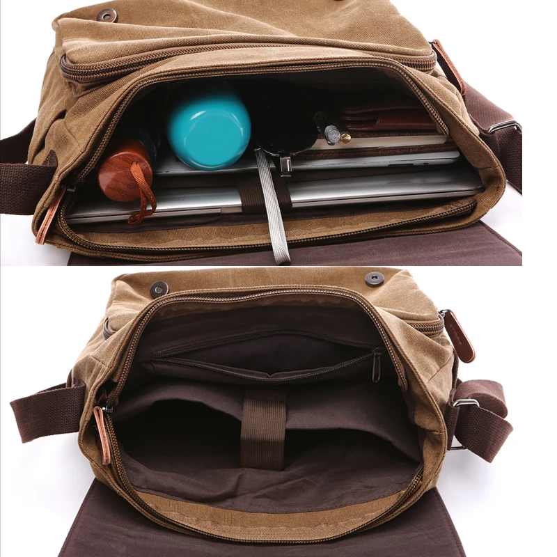 Imagem -04 - Bolsa Mensageiro de Lona Vintage para Homens Bolsa de Ombro de Viagem Casual para Negócios Bolsa Masculina Retrô para Laptop