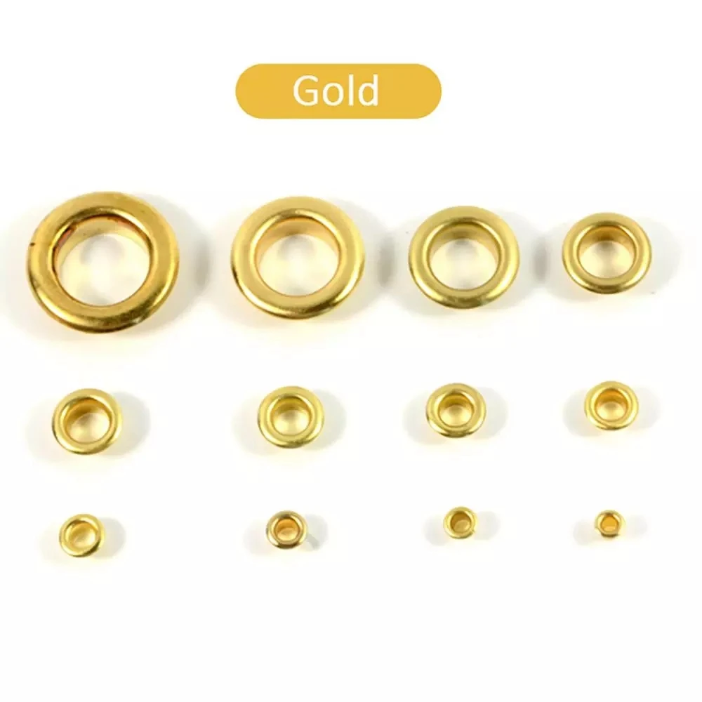 100Pcs Mix Color Hole Metal Eyelets With Grommets For Leathercraft DIY Bag Tags Shoes Belt Cap Clothes Scrapbooking Accessories