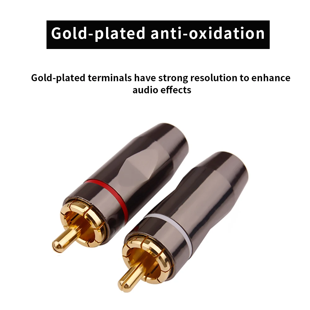 YYAUDIO Gold Plated RCA Plug Audio Cable Connector RCA Male Lockable Adjustable Audio Plug Speaker Connector For Video TV AV