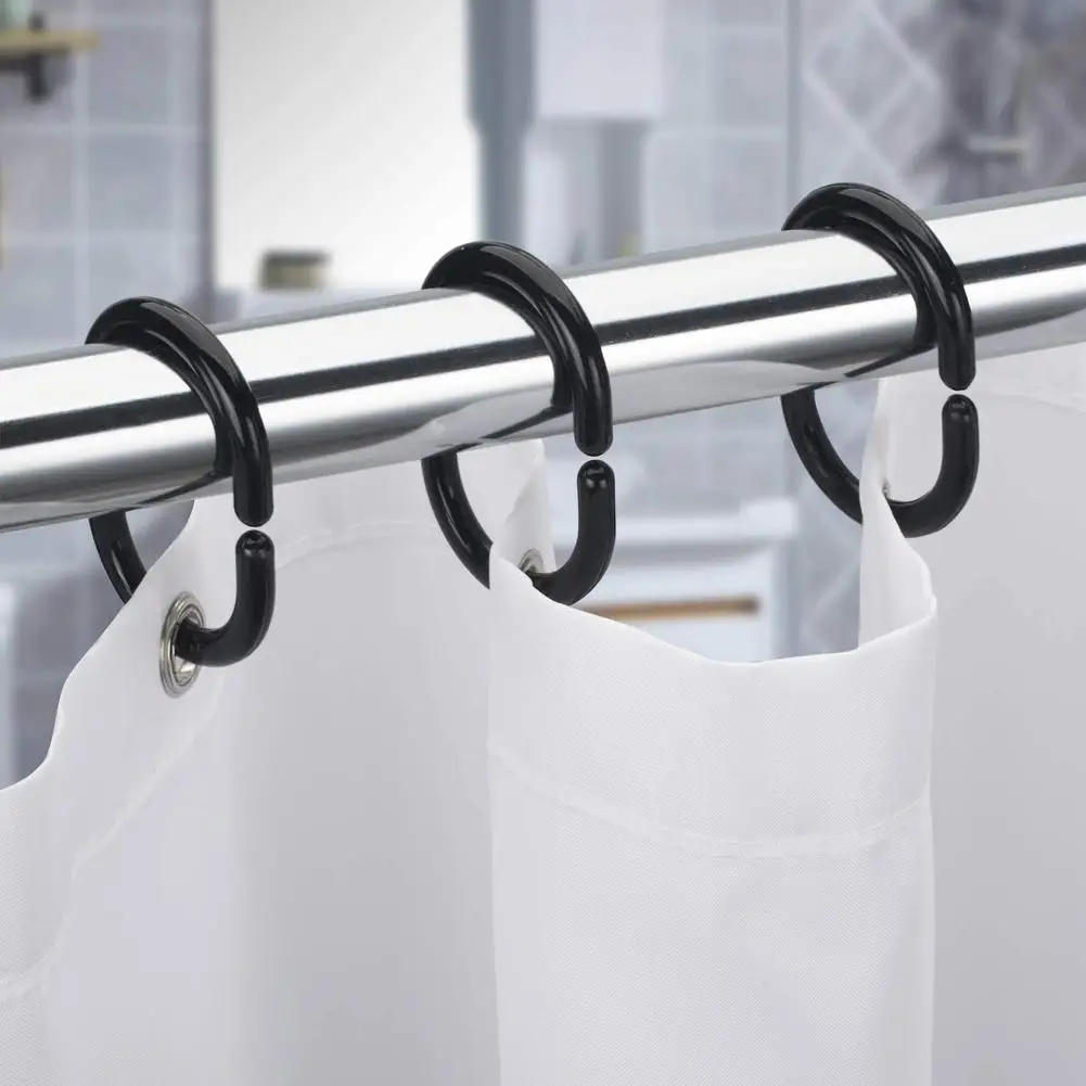 12 Pcs New Curtain Poles Shower Rod Hook Hanger White Clips Use Drapery Color Bath Drape Plastic Clasp Loop Home